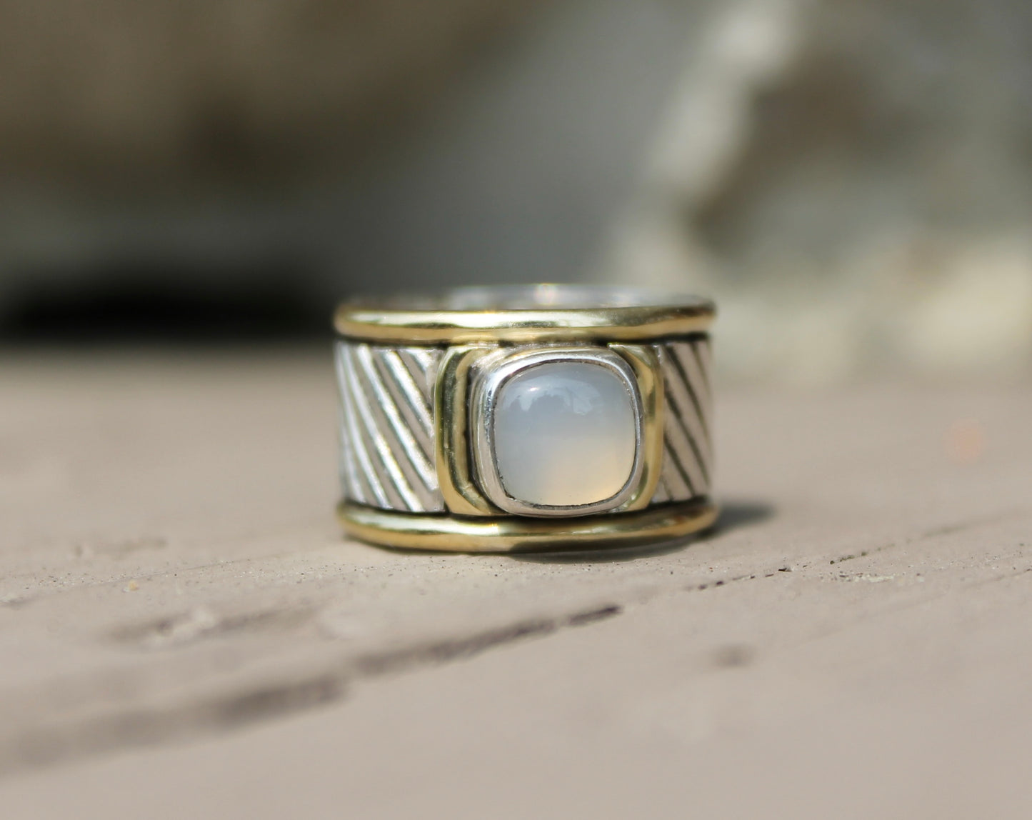 Moonstone Silver & Gold Ring