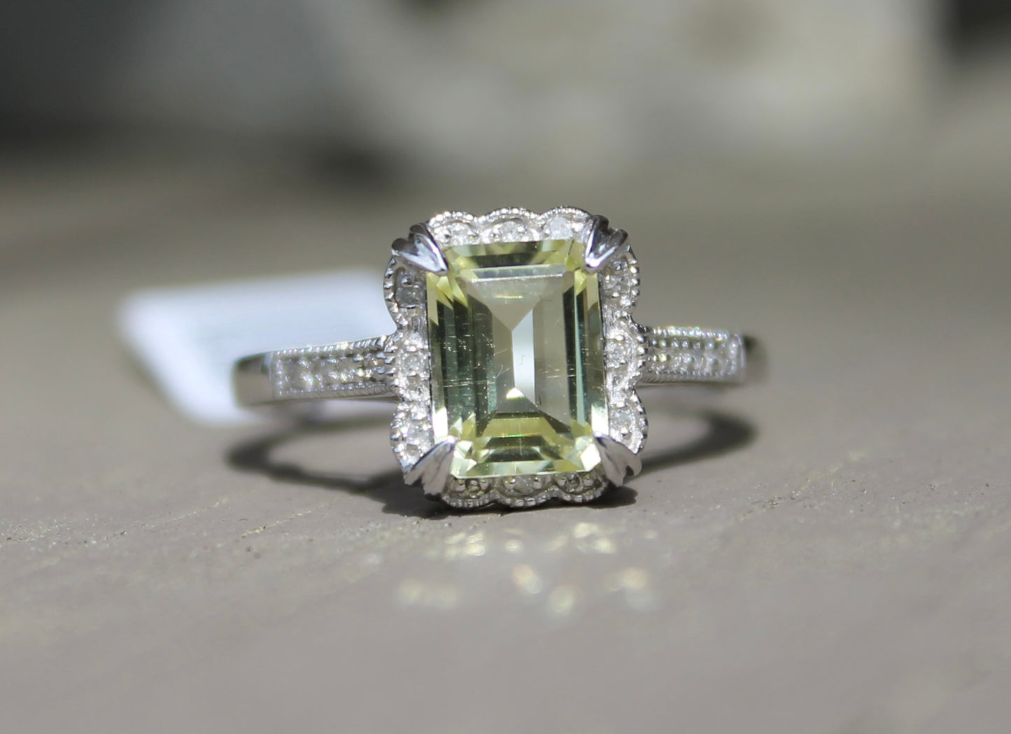 14kwg Lemon Quartz & Diamond Ring