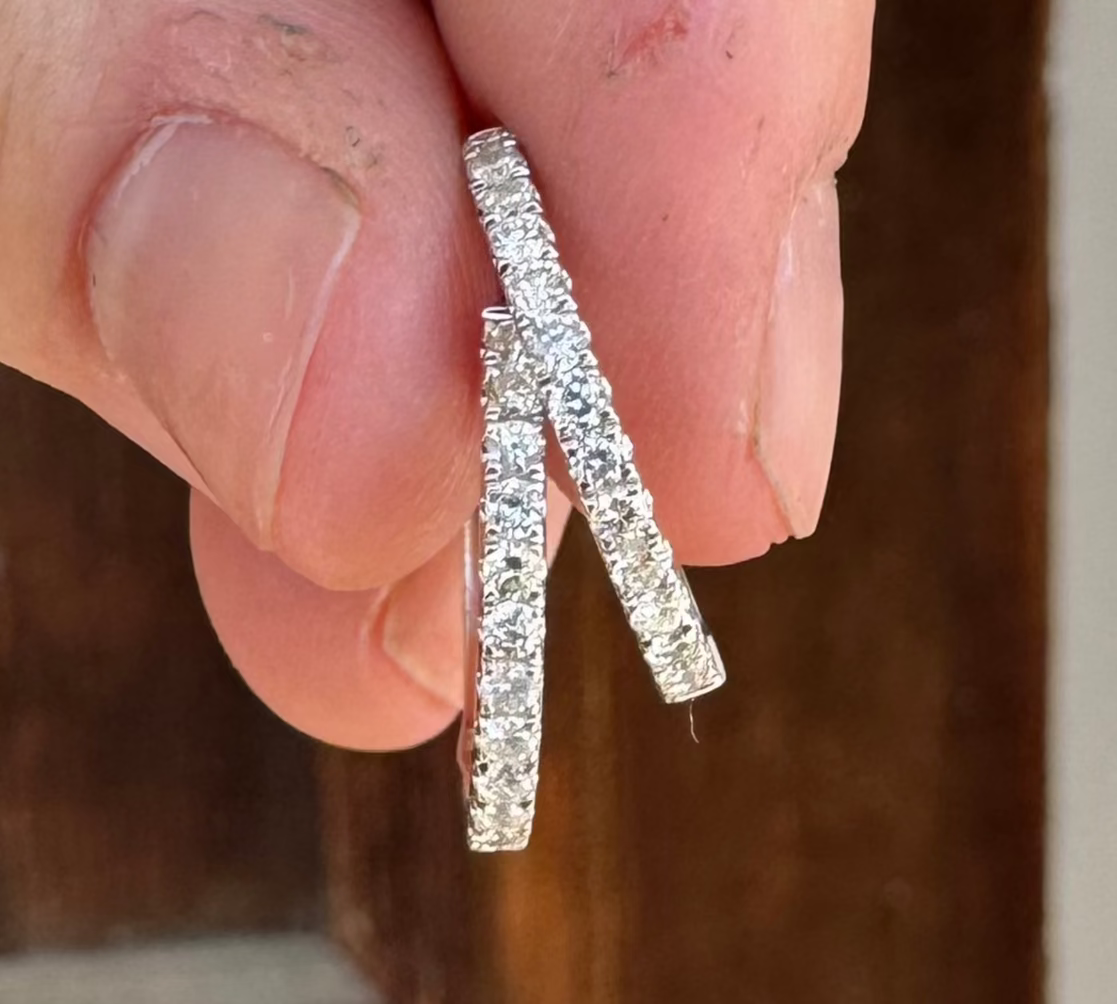 Diamond Hoops 14kwg