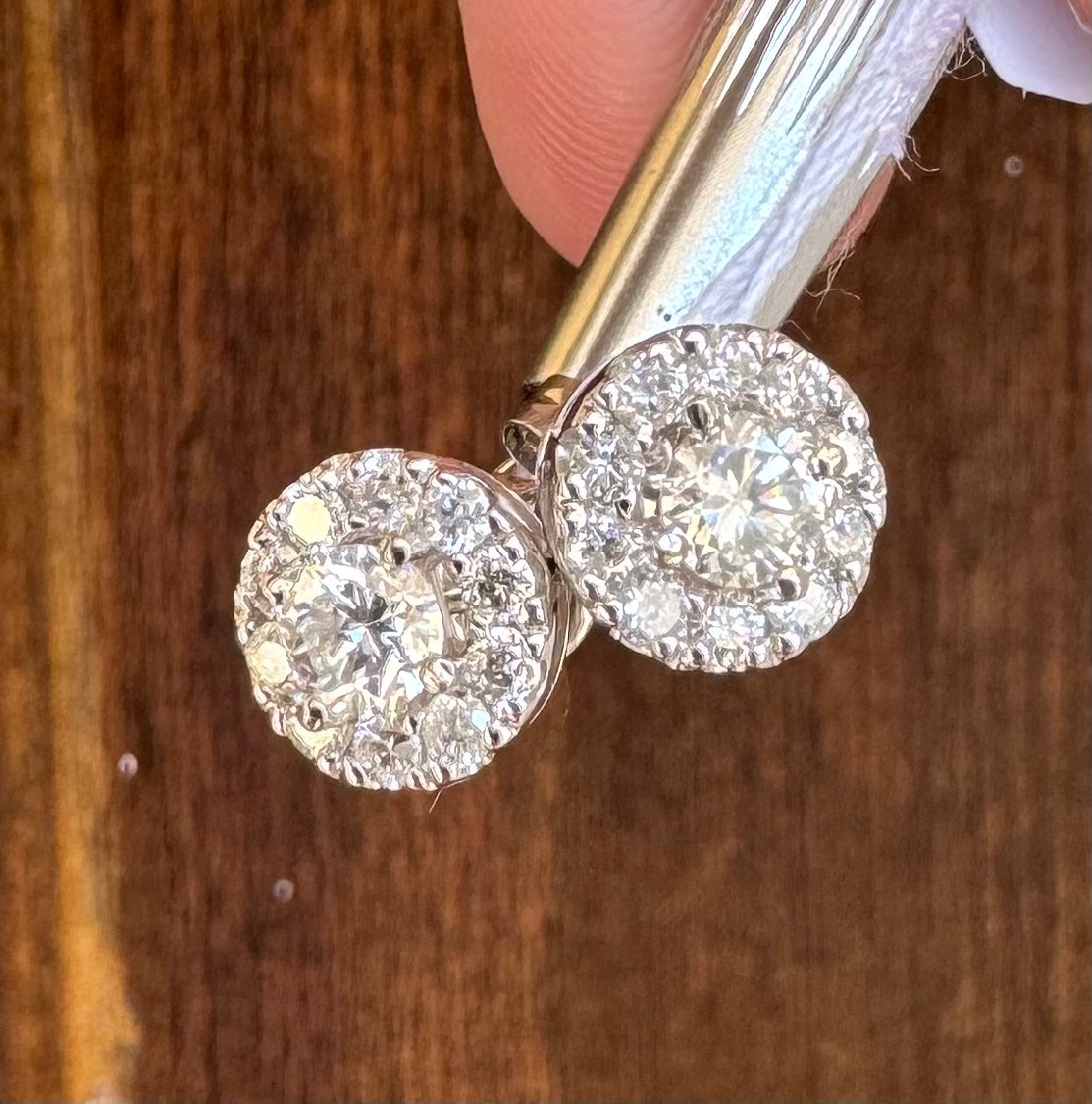14kwg Halo 1.04ctw Diamond Studs