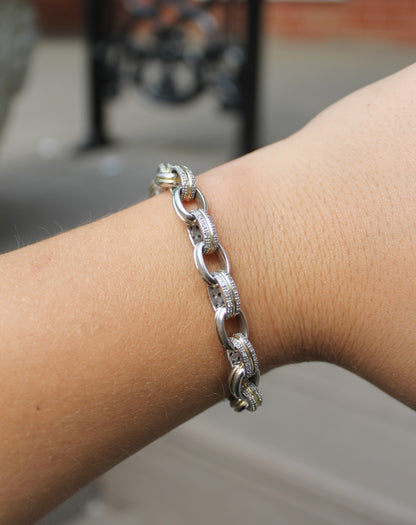 Sterling & Gold Diamond Bracelet