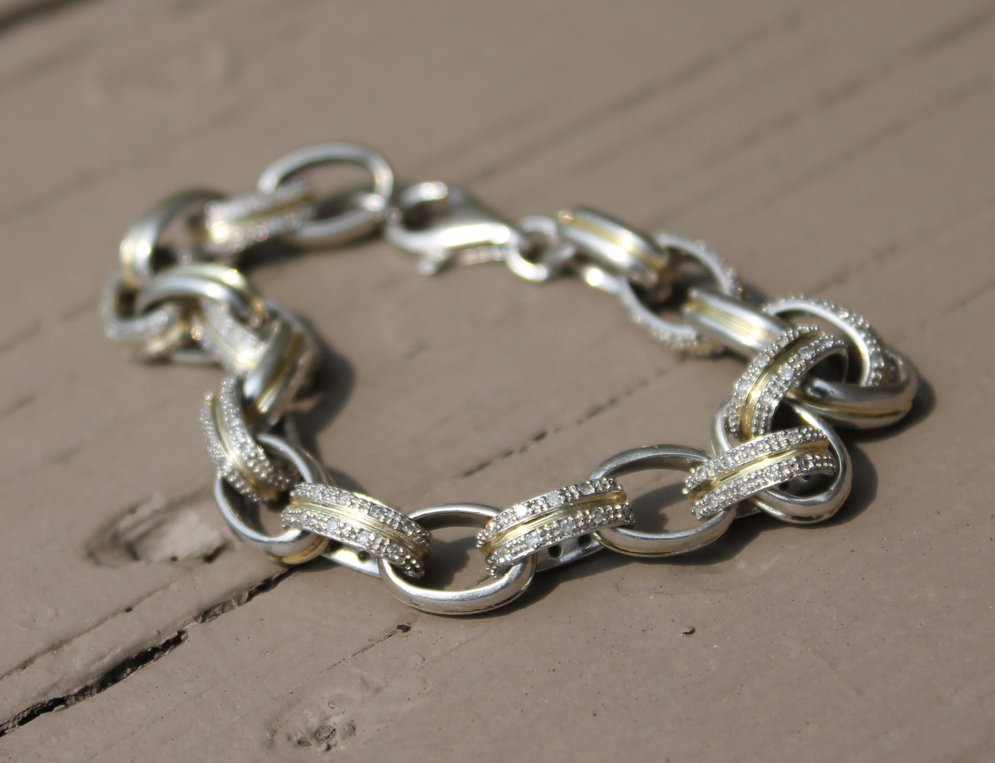 Sterling & Gold Diamond Bracelet