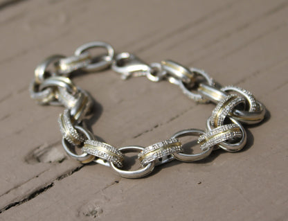 Sterling & Gold Diamond Bracelet