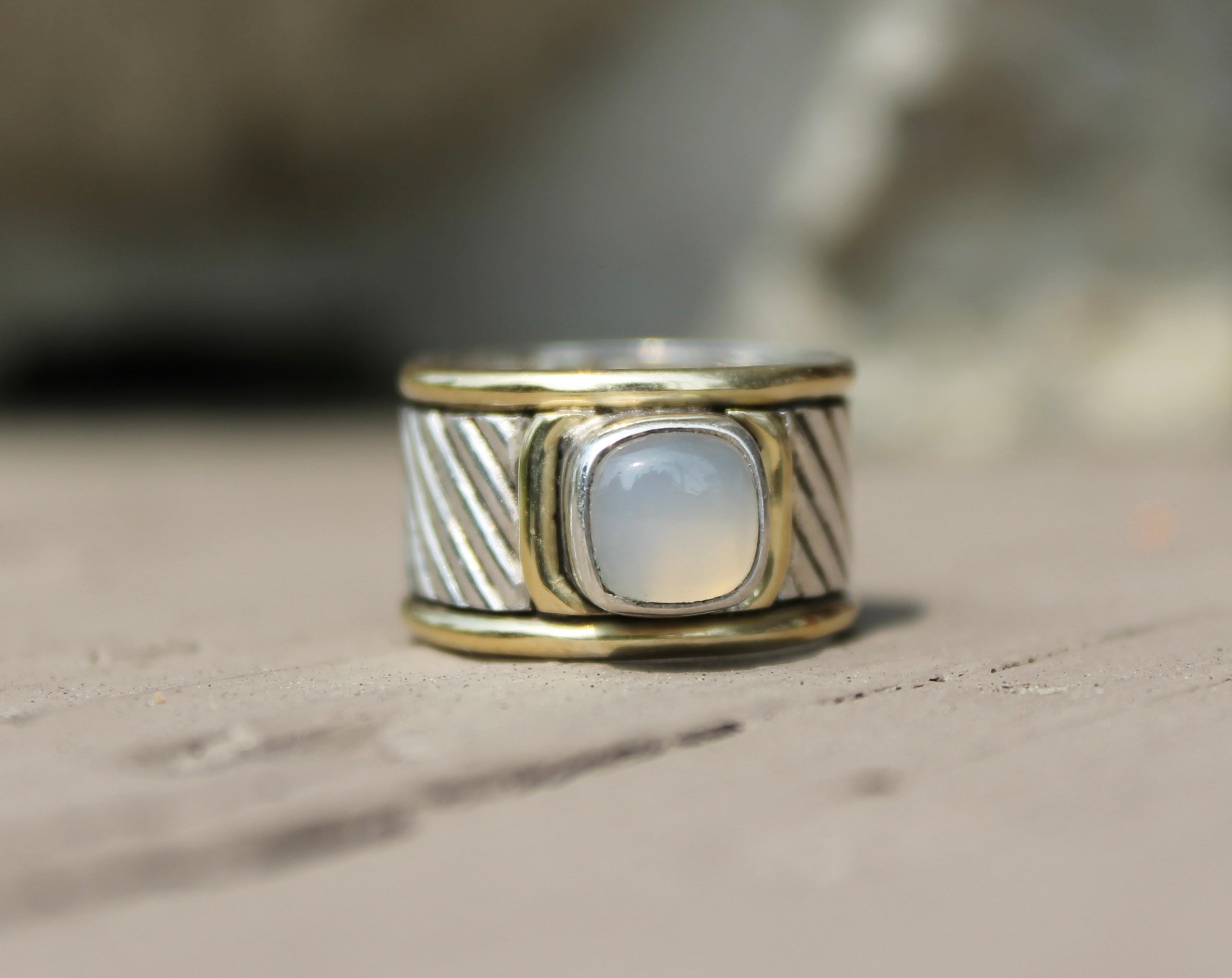 Moonstone Silver & Gold Ring