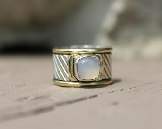 Moonstone Silver & Gold Ring