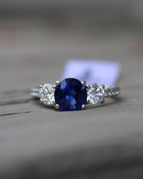 1.62ct Sapphire & Diamond Platinum Ring