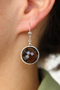 14kwg Smokey Quartz & Diamond Dangle Earrings