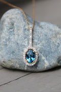 14ky Blue Topaz & Diamond Necklace