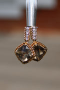 14kyg Smokey Quartz & Diamond Dangle Earrings