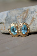 14kyg Blue Topaz Studs