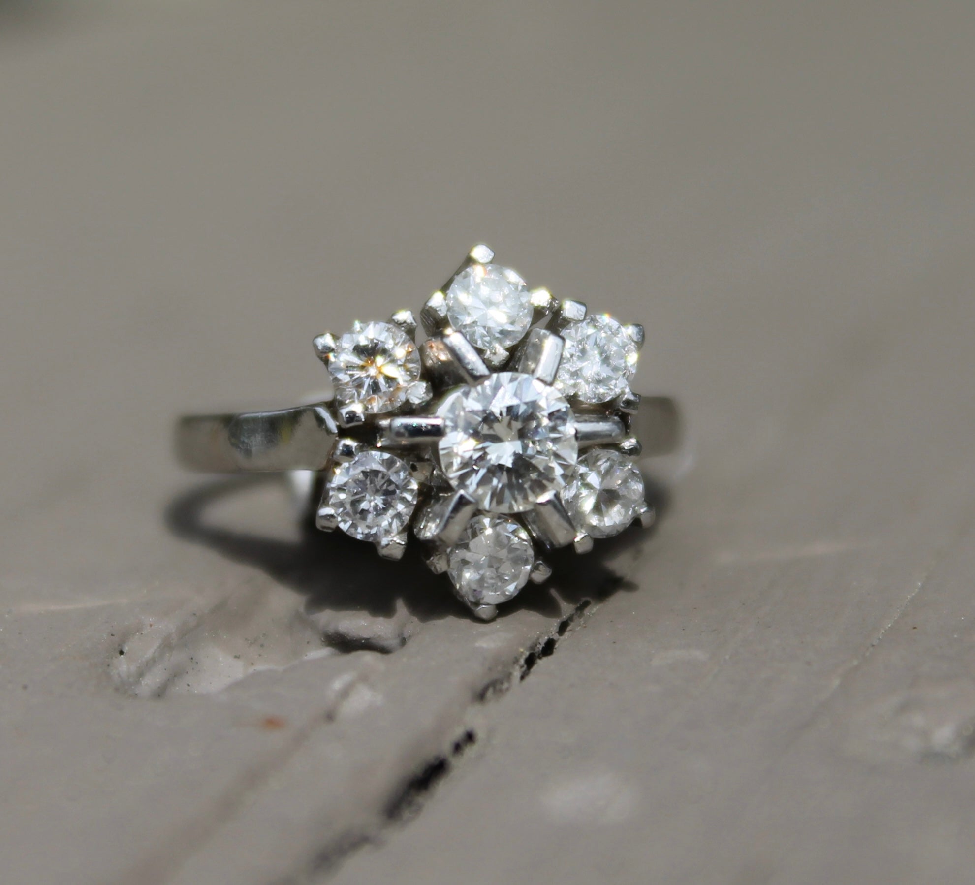 Vintage European 18ct Diamond Cluster Ring