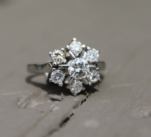 Vintage European 18ct Diamond Cluster Ring