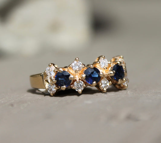 14kyg Sapphire & Diamond Band