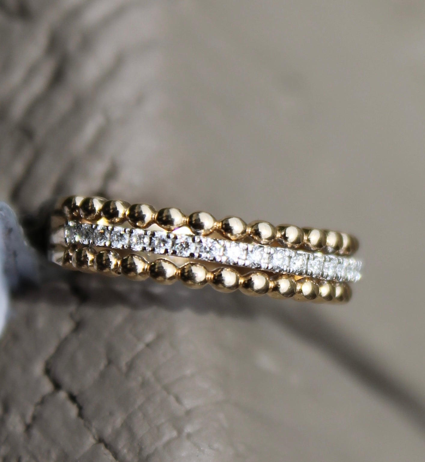 14kt Three Row Diamond Band