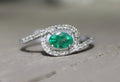 14kwg Emerald & Diamond Ring