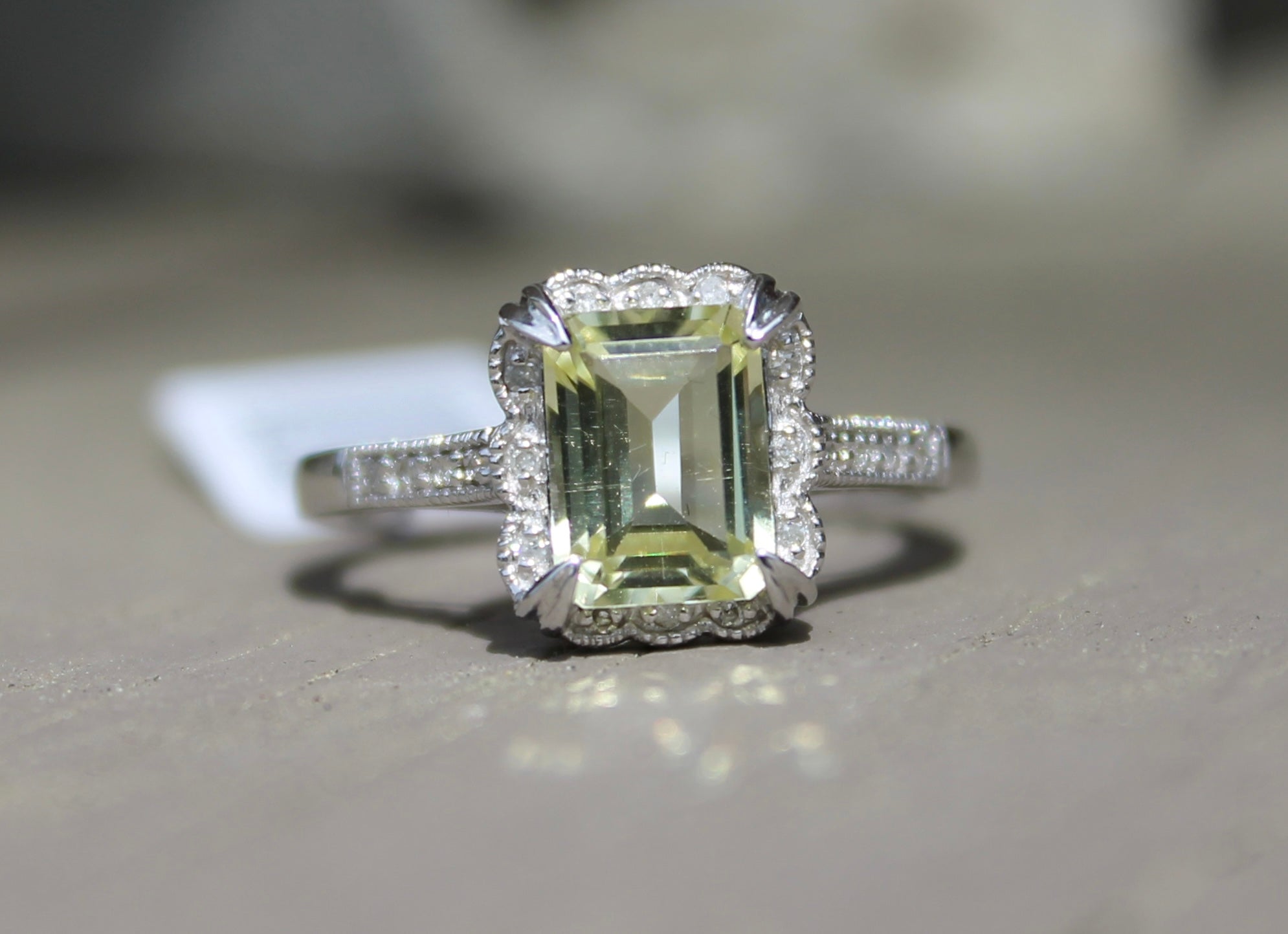 14kwg Lemon Quartz & Diamond Ring
