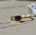 14kyg Bezel Set Garnet Ring