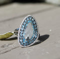 14kwg Blue Topaz & Diamond Ring