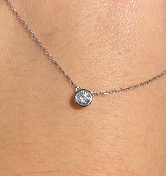 Diamond Bezel Necklace 14kwg