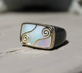 14kyg MOP & Black Jade Ring