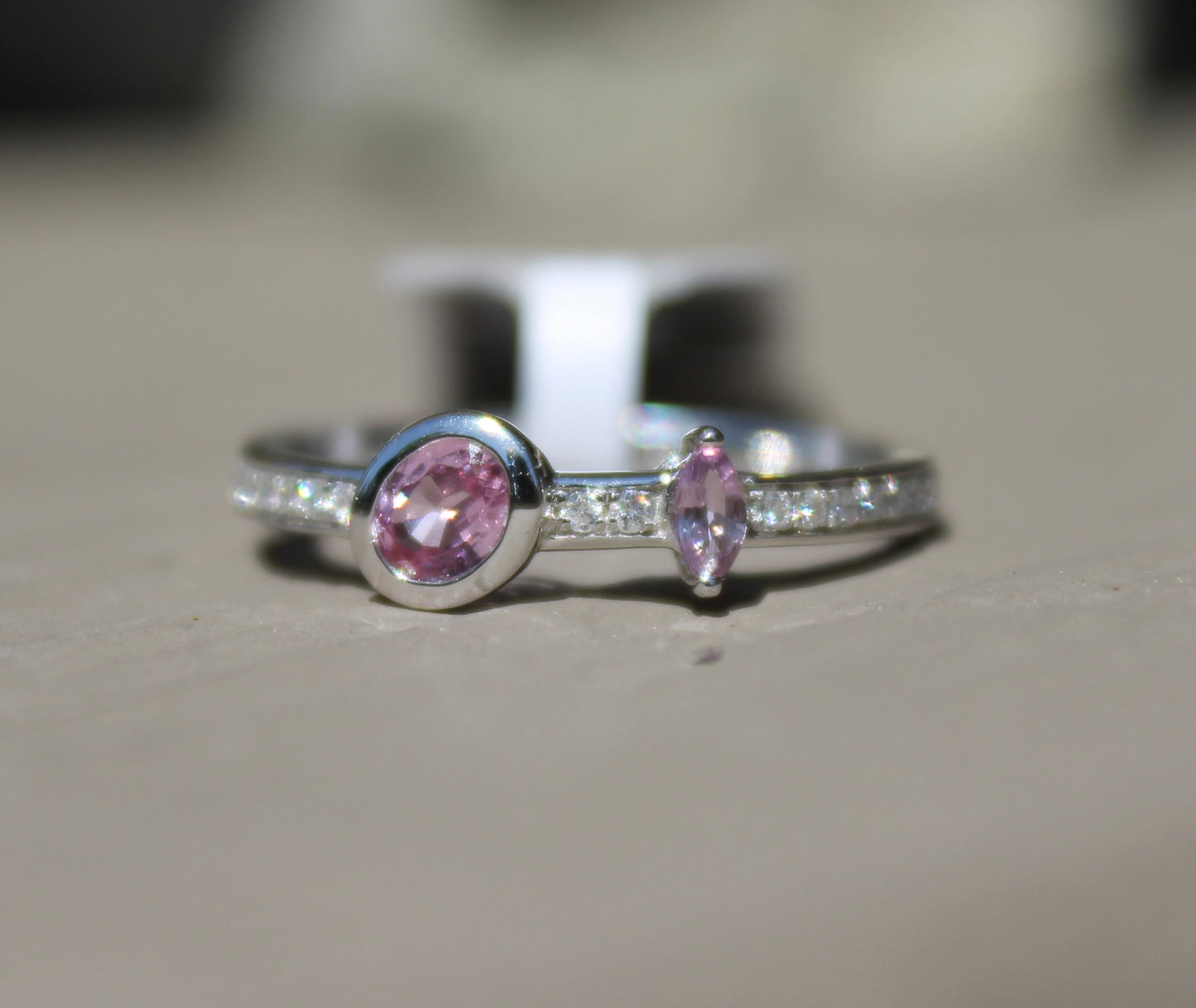 14kwg Pink Sapphire & Diamond Ring