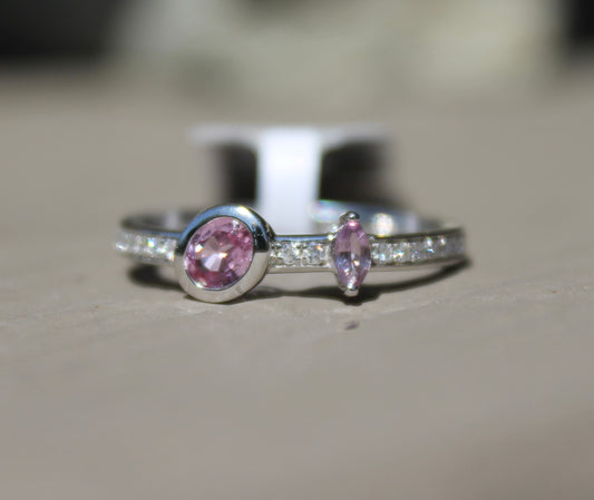 14kwg Pink Sapphire & Diamond Ring