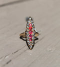 12ct Garnet Doublet & Rose Cut Dia Navette Ring