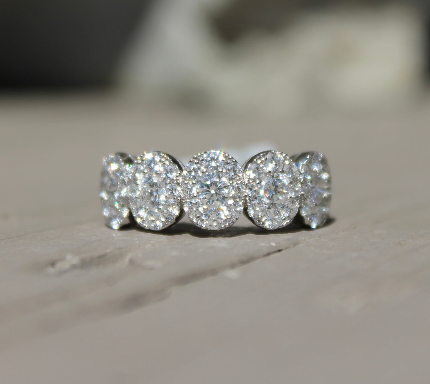 14wg Pave Set Oval Diamond Band