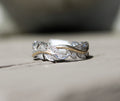 14k Two Tone Leafy Diamond Eternity Band