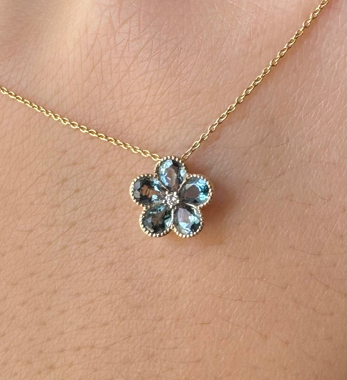 London Blue Topaz & Dia 14ky Necklace