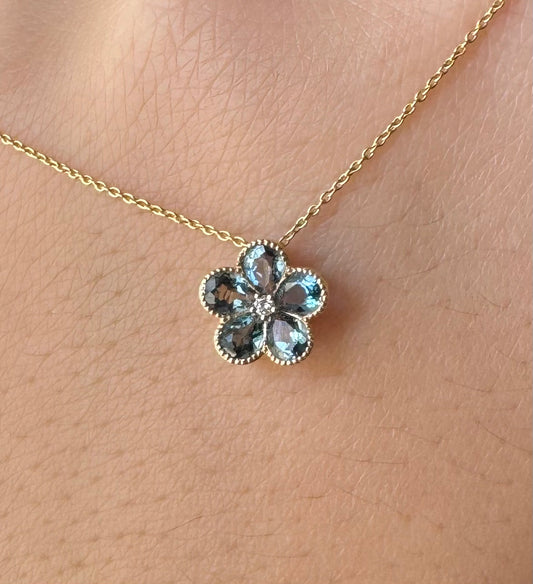 London Blue Topaz & Dia 14ky Necklace