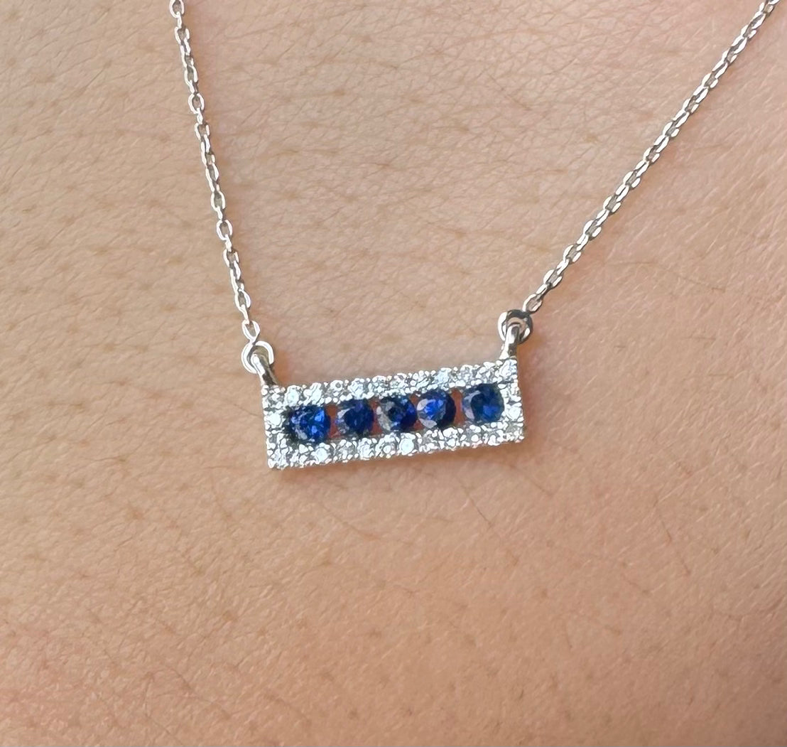 Sapphire Diamond Necklace 14kwg