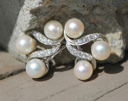 Fine 14kwg Akoya & Diamond Earrings