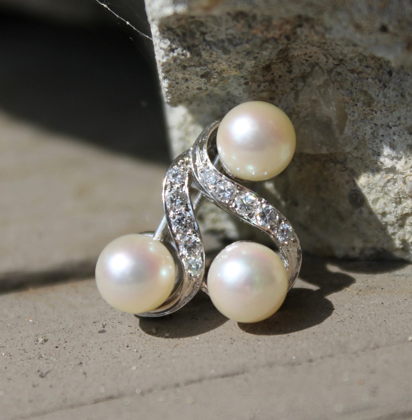 Fine 14kwg Akoya & Diamond Earrings