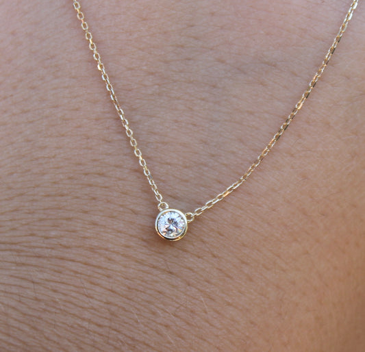 14kyg Diamond Bezel Necklace