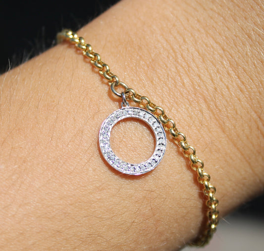 14ktt Rolo Chain Diamond Bracelet