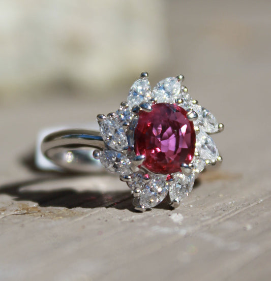 Platinum Ruby Diamond Ring
