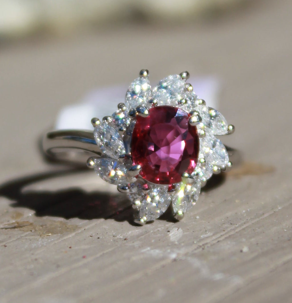 Platinum Ruby Diamond Ring