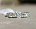 Platinum Round & Square Step Cut Diamond Band