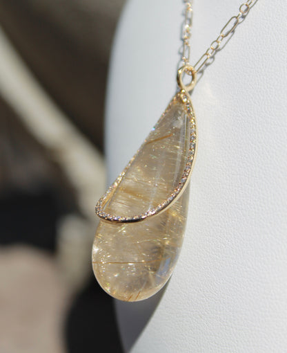 18ky Rutilated Quartz Necklace
