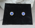 14ky Blue Corundum Bezel Earrings