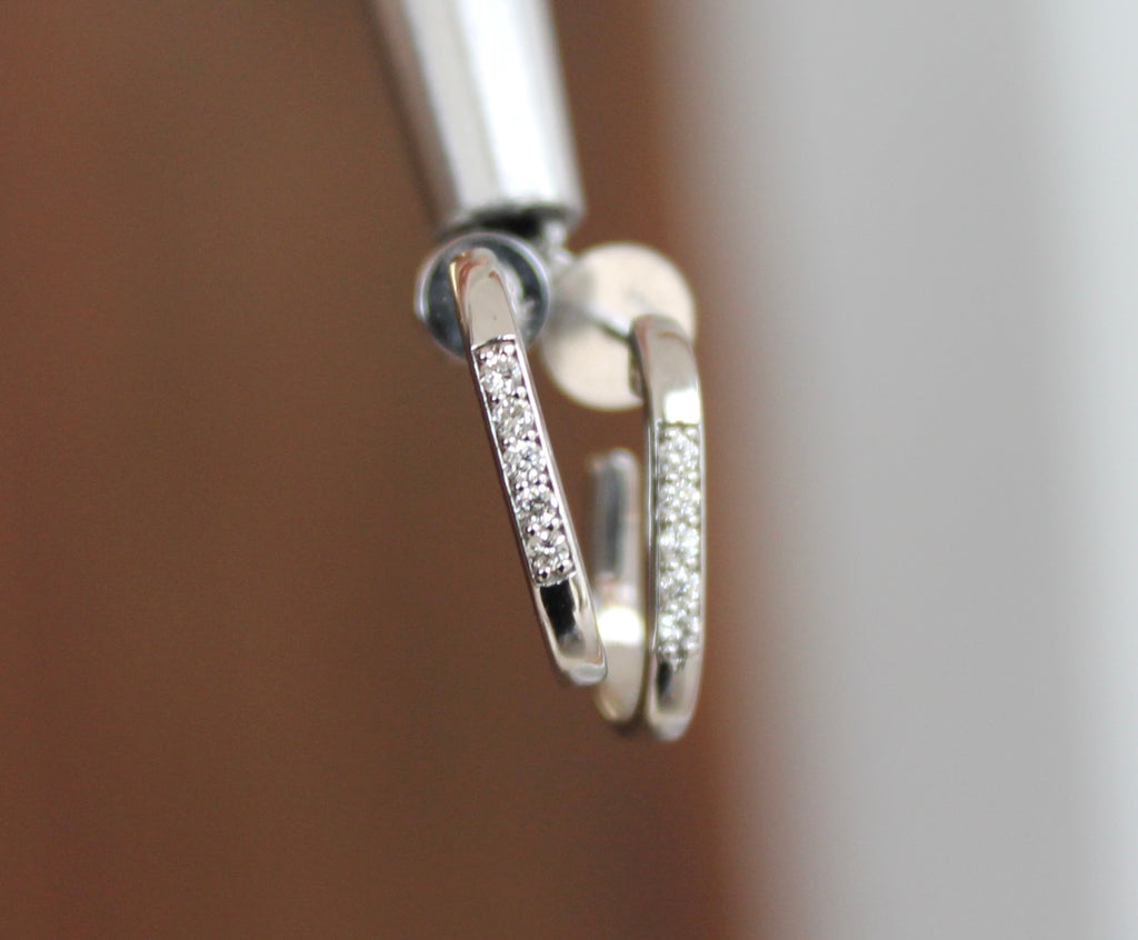 14kw 0.10ctw Diamond J Hoop