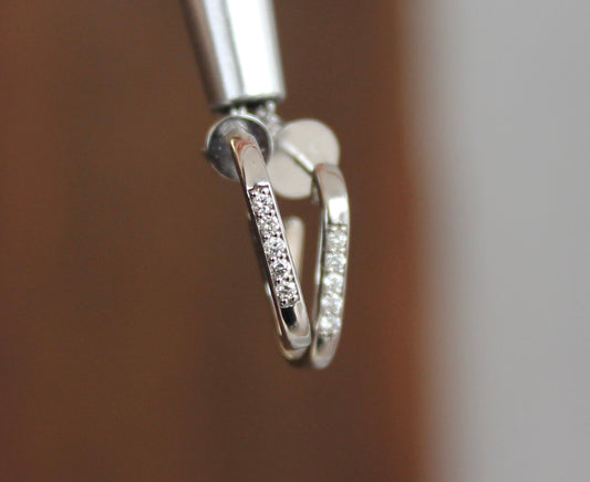 14kw 0.10ctw Diamond J Hoop