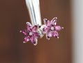 14kwg Flower Rhodolite Garnet & Diamond Earrings
