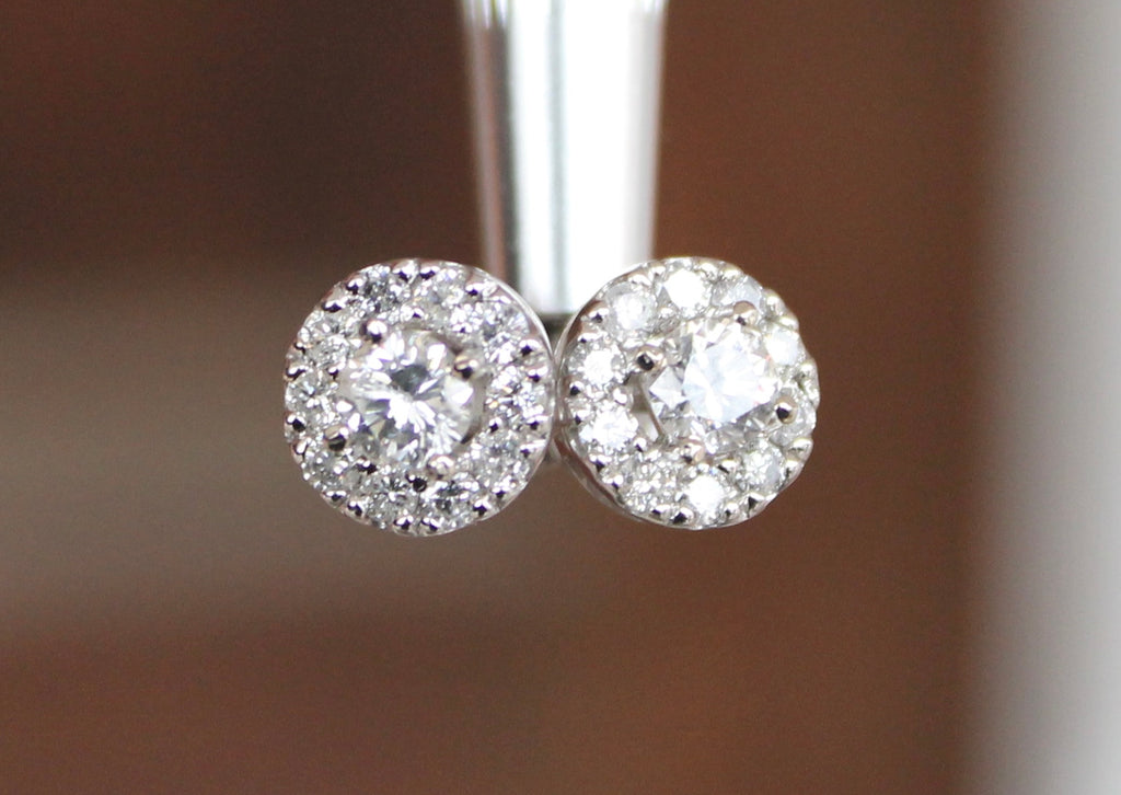14kwg Halo 1.04ctw Diamond Studs