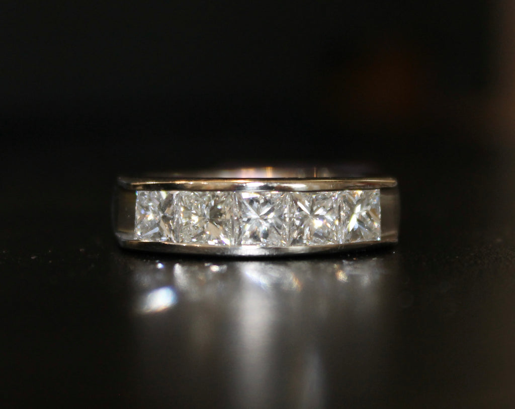 Platinum 1.73ctw Princess Cut Diamond Band