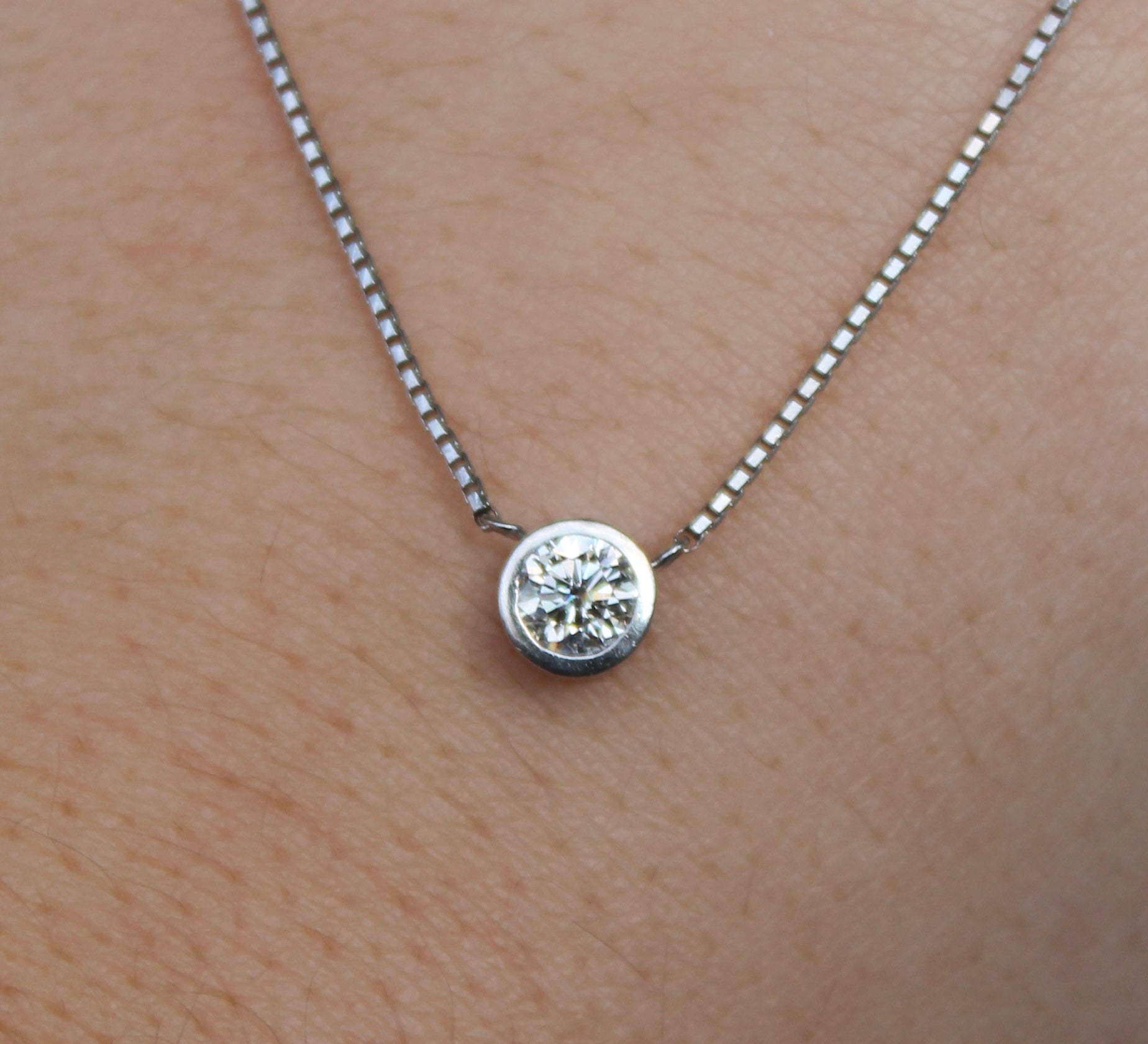 Platinum Diamond Bezel Necklace