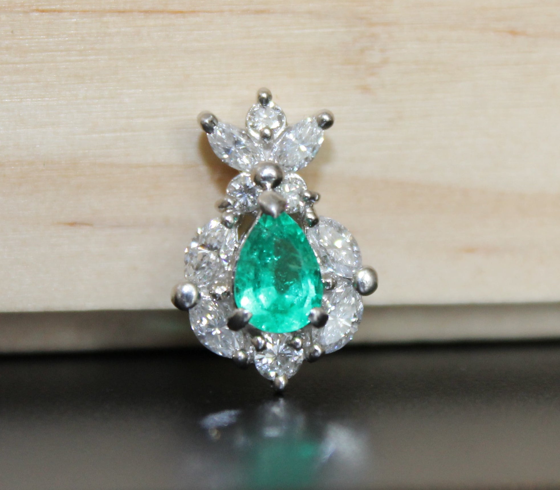 Platinum Emerald & Diamond Pendant