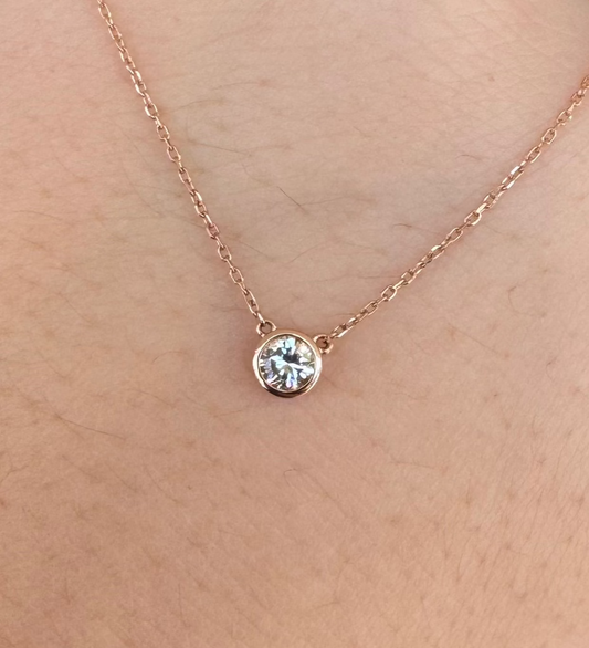 Bezel Diamond Necklace 14krg