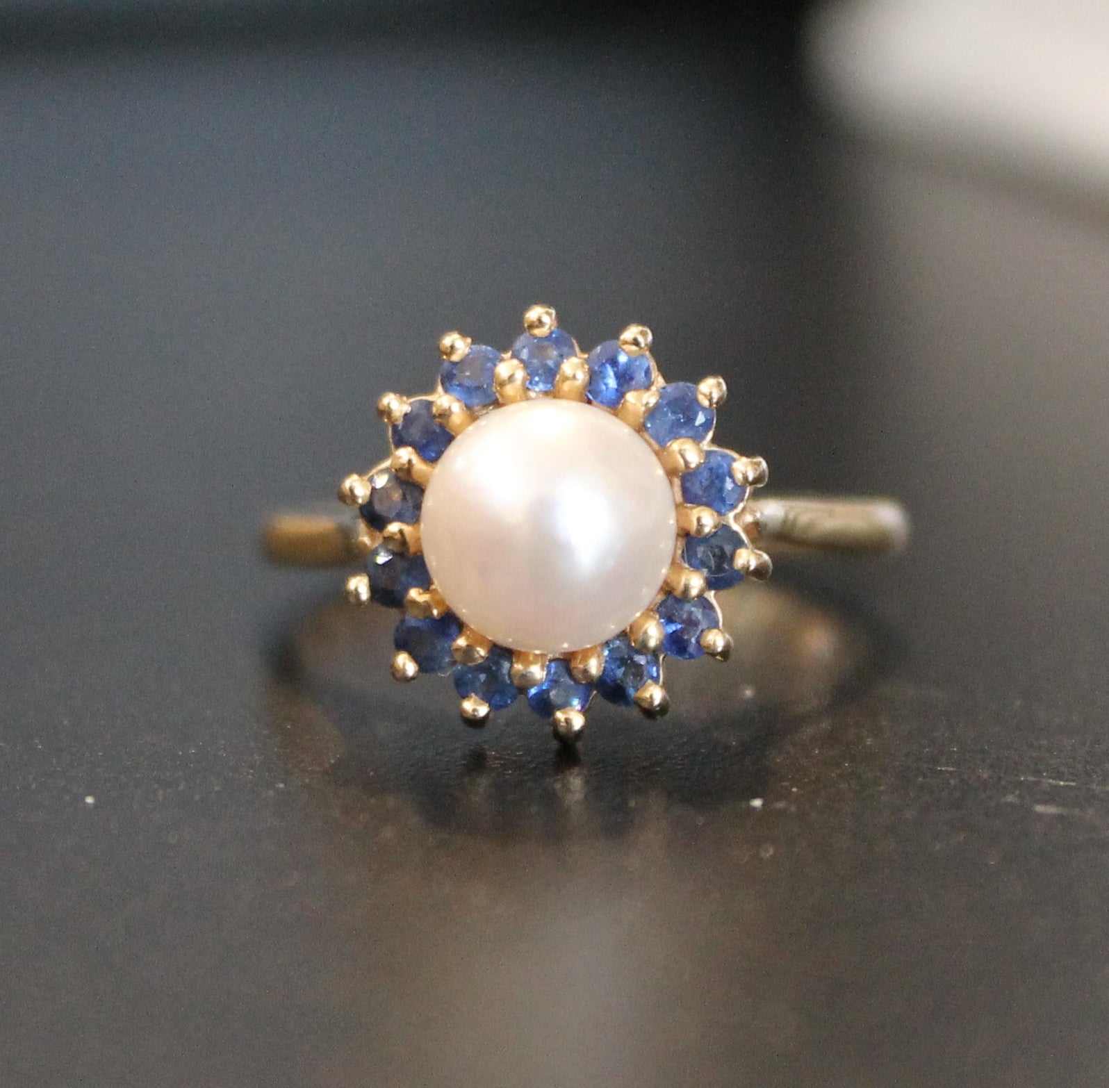 14ky Pearl & Sapphire Ring